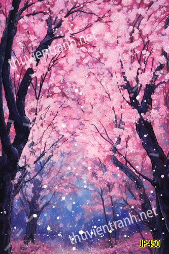 Tranh dán tường hoa anh đào-JP-450 - Tranh tường chất lượng cao